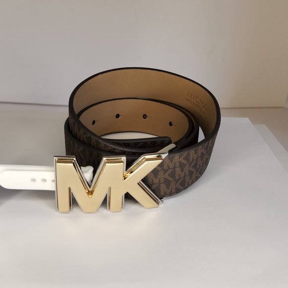 Michael Kors - Dark Brown Belt with Large MK Buckle - NWT - Picture 1 of 3